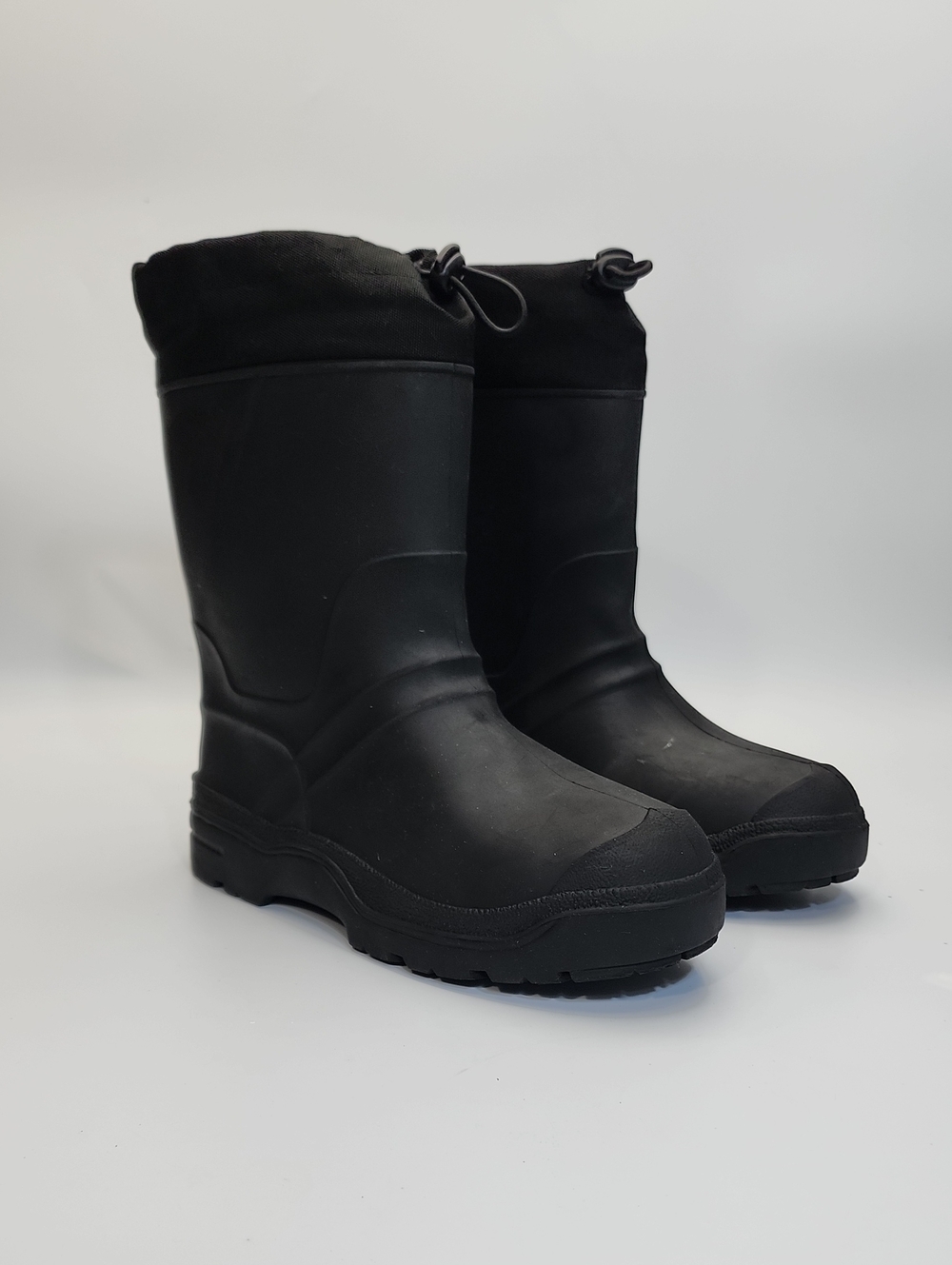 Black Rubber Rain Boots With Drawstrings Size 3 Made In Canada - Picture 3 of 11